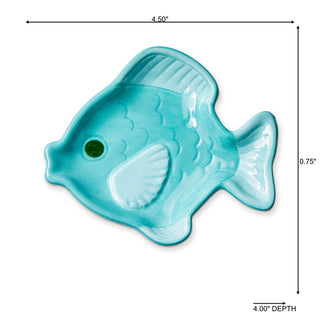 Fish Trinket Dish Teal Earthenware Summer