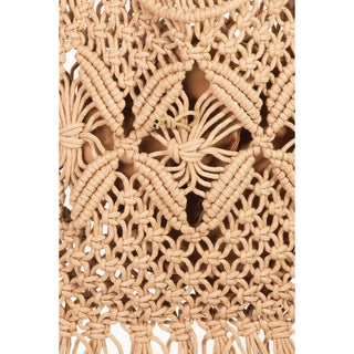 Intricate Woven Pattern Tote Bag: Khaki