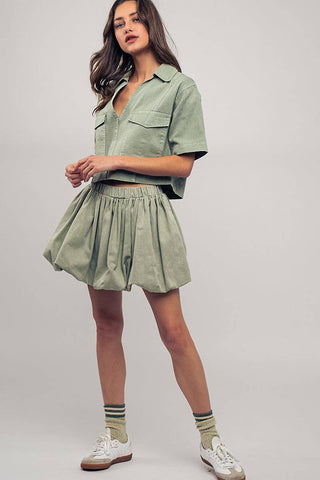 Pastel Collared Camp Shirt : ICE BLUE