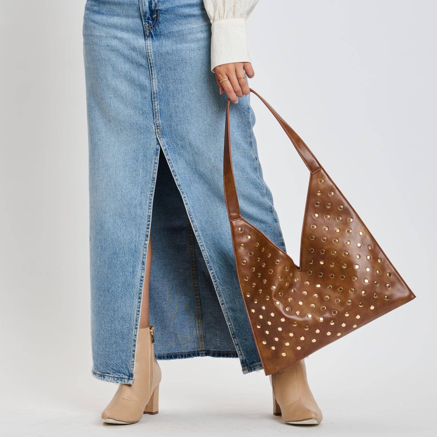 Tori Studded Hobo: Chocolate