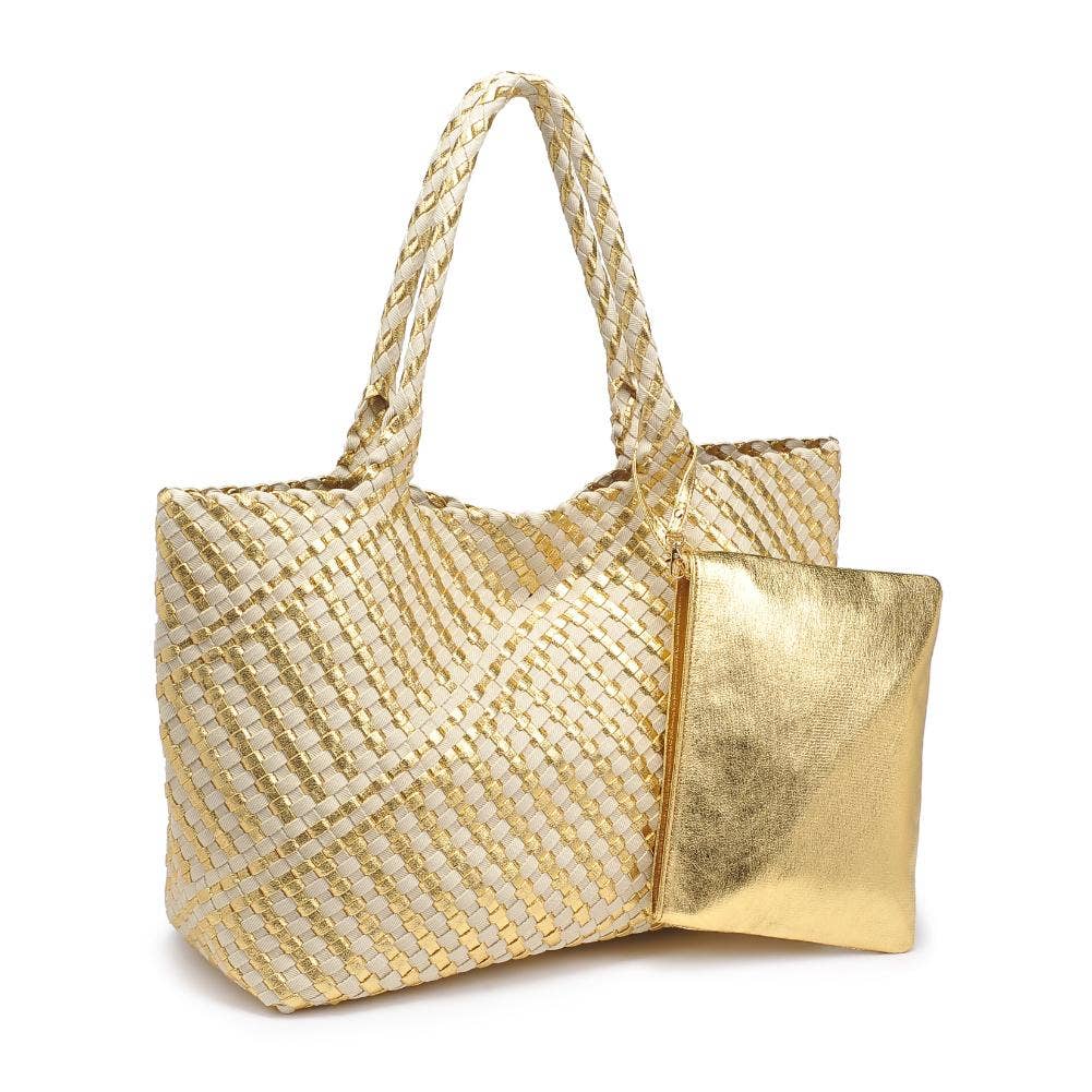 Solana Woven Tote: Chocolate Ivory