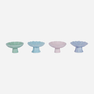 Pastel Scalloped Pedestal Stoneware Dish, 4 Assorted Colors