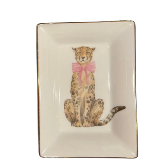 Leopard Pink Bow Dice Dish