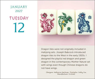 Art of Mahjong 2027 Day-to-Day Calendar by Katherine  Hartman: Calendar; 640 pages / English