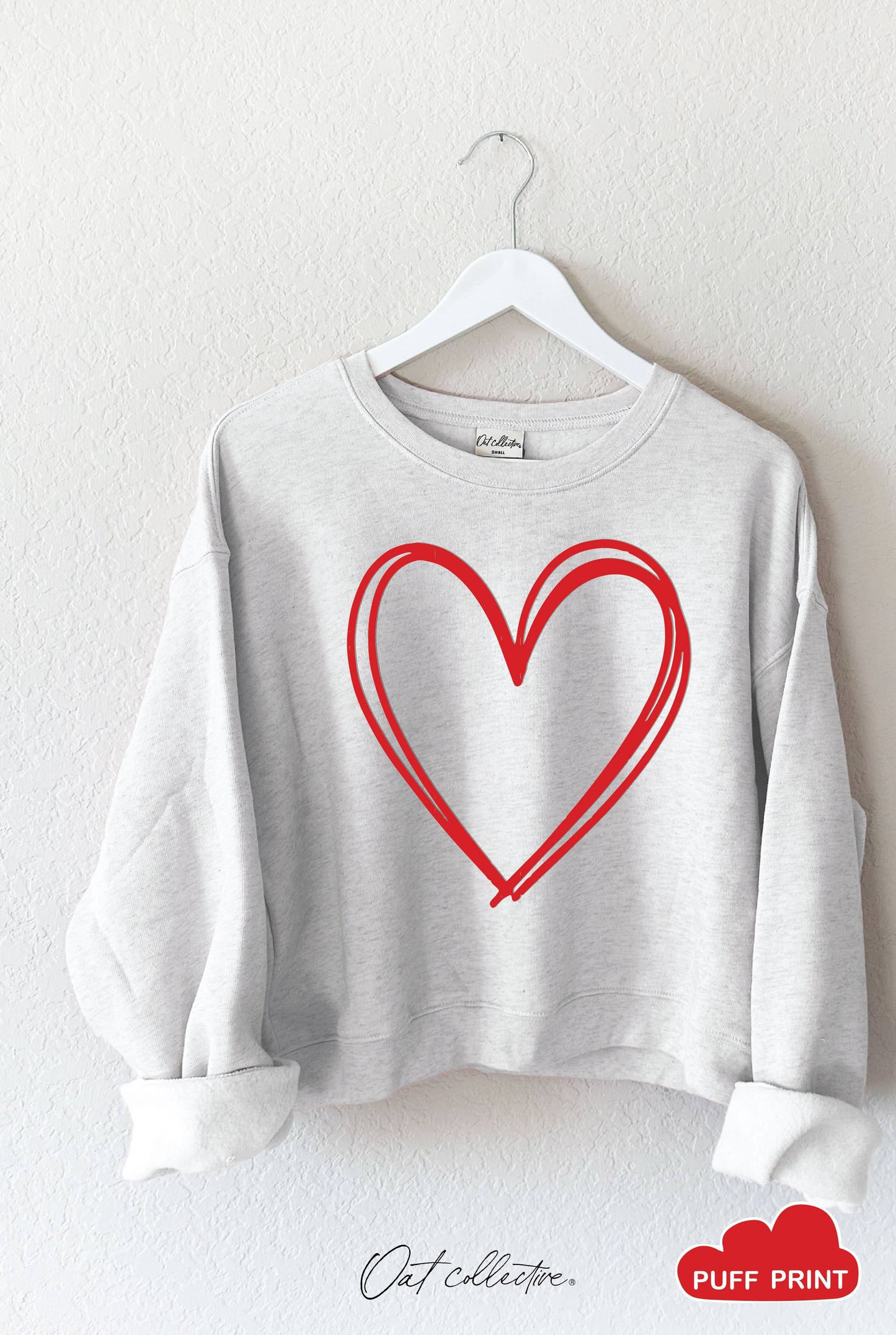 HEART PUFF Mid Graphic Sweatshirt : Black / L