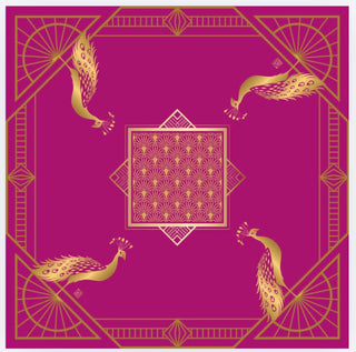 Art Deco Peacock Mahjong Mat Magenta