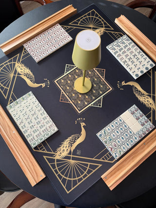 Black Gatsby Peacock Mahjong Mat