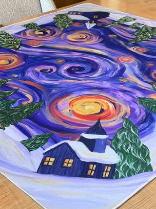 Starry Winter Night Mahjong Mat